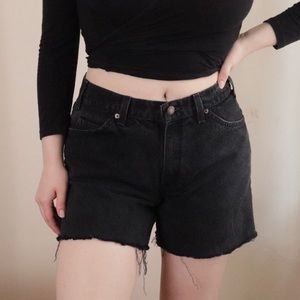 Rare vintage 60s white tab Levi black cutoff jean shorts